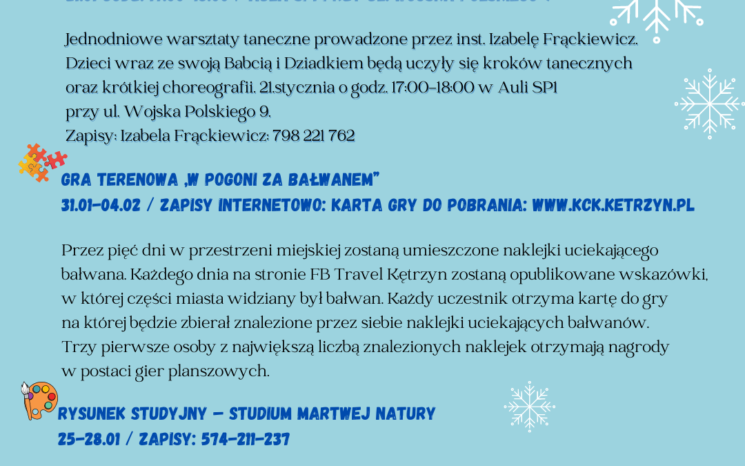 Ferie zimowe z Kętrzyńskim Centrum Kultury