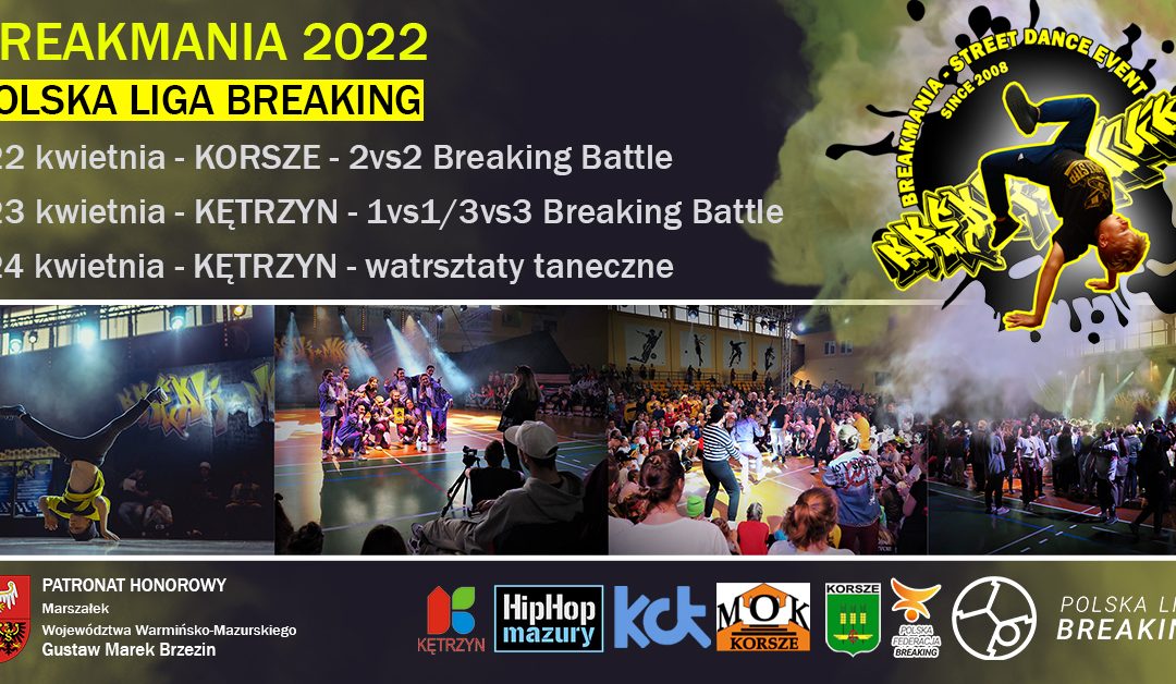 Zapraszamy na 14.edycję zawodów dla Bboys & Bgirls „BREAKMANIA 2022”