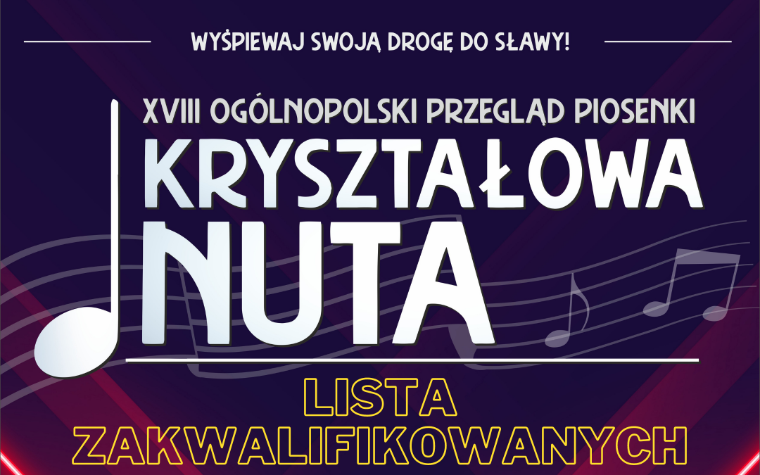 Kryształowa Nuta 2022 – LISTA ZAKWALIFIKOWANYCH