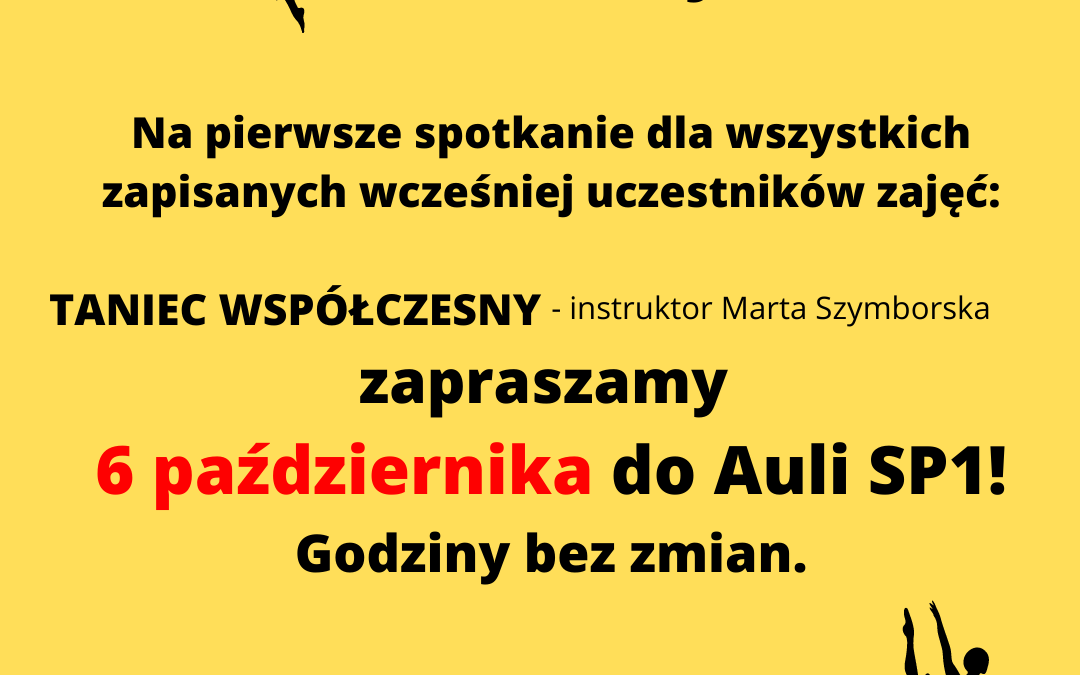 INFORMACJA – pierwsze spotkanie TANIEC WSPÓŁCZESNY