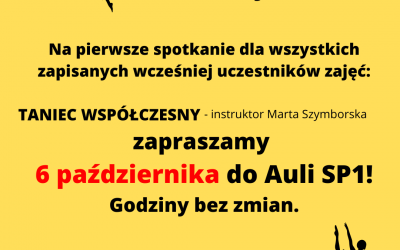 INFORMACJA – pierwsze spotkanie TANIEC WSPÓŁCZESNY