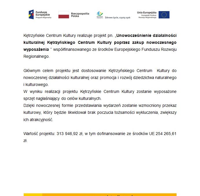 Kętrzyńskie Centrum Kultury realizuje kolejny projekt