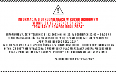 UTRUDNIENIA W RUCHU DROGOWYM – SYLWESTER