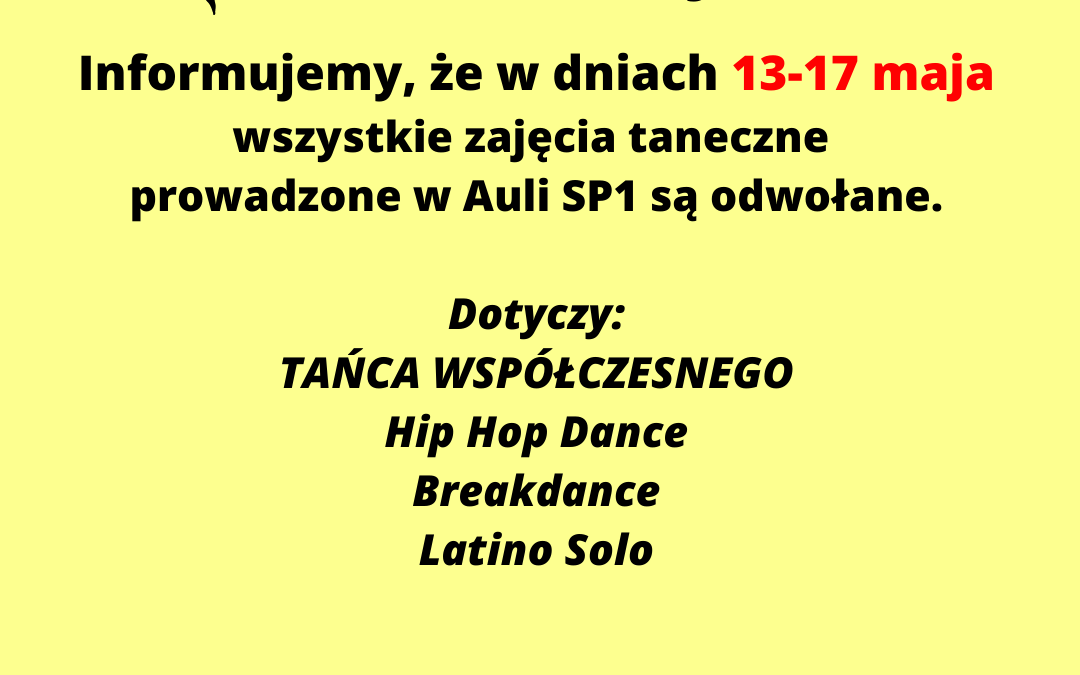 Odwołane zajęcia taneczne